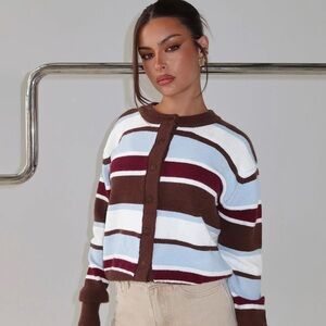 Princess Polly Soline Knit Cardigan Stripe Size XS/S